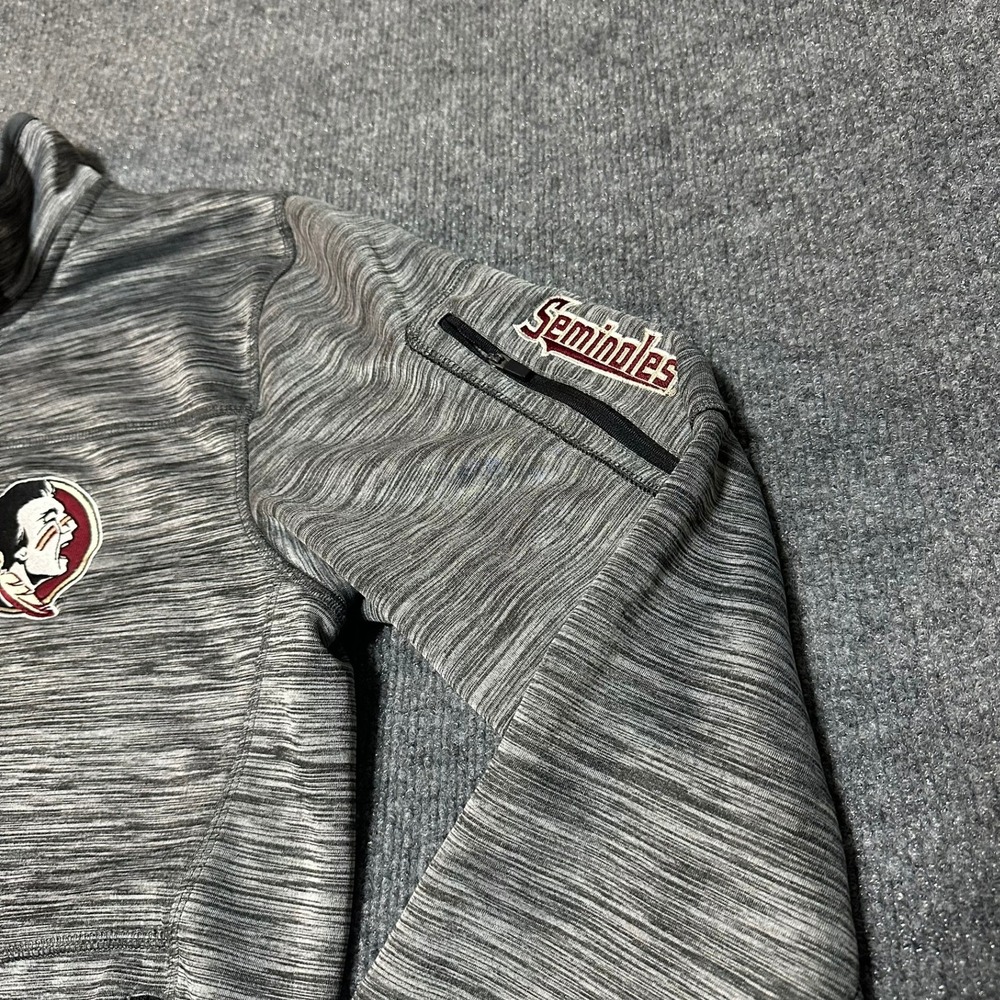 FSU NCAA Florida State Seminoles Mens Gray 1/4 Zip Pullover Large Sports - Picture 2 of 6